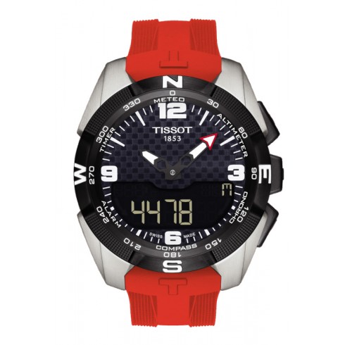 Tissot T-Touch Expert Solar Black Dial Red Silicon Band Men's Quartz WatchT0914204705700 watches