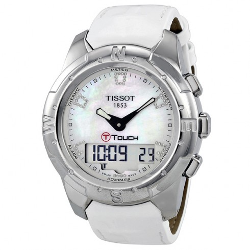 Tissot T-Touch II White Mother of Pearl Diamonds Ladies Watch T0472204611600 watches