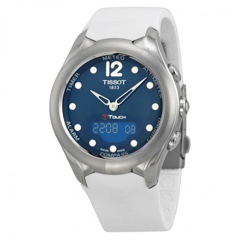 Tissot T-Touch Solar Blue Dial White Rubber Ladies Watch T0752201704700 watches