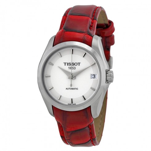 Tissot T-Trend Couturier White Dial Red Leather Ladies Watch T0352071601101 watches