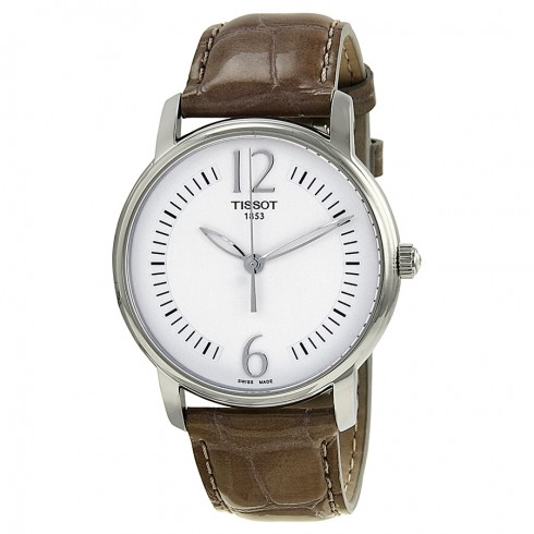 Tissot T-Trend Lady Round Silver Dial Beige Leather Ladies Watch T0522101603701 watches