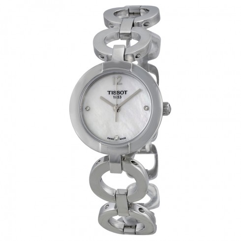 Tissot White Mother of Pearl Dial Diamond-set Stainless Steel Bangle Ladies Watch T0842101111601 watches