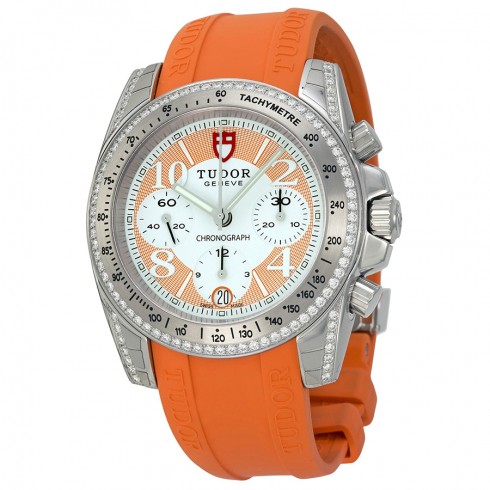 Tudor Chronograph Dial Diamond Orange Rubber Ladies Watch 20310-WOASORS watches