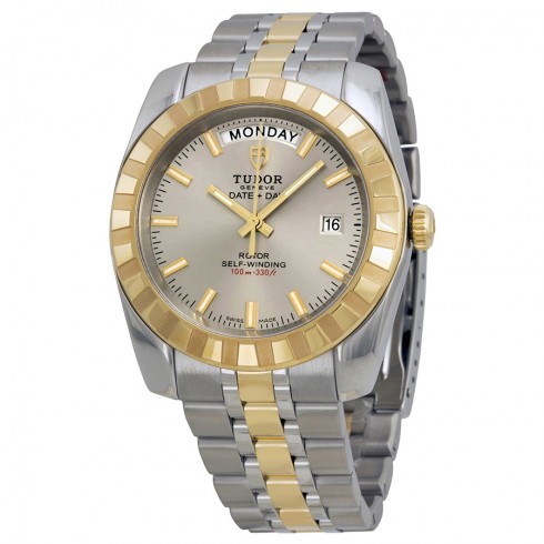 Tudor Date and Day Classic Automatic Beige Dial Stainless Steel and Yellow Gold Men's Watch 23013-SSTT watches