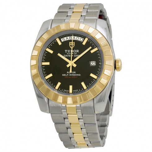 Tudor Date and Day Classic Automatic Black Dial Stainless Steel and Yellow Gold Men's Watch 23013-BKSTT watches