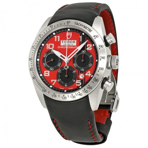 Tudor Fastrider Ducati Red Dial Chronograph Black Leather Men's Watch 42000D-DUC watches