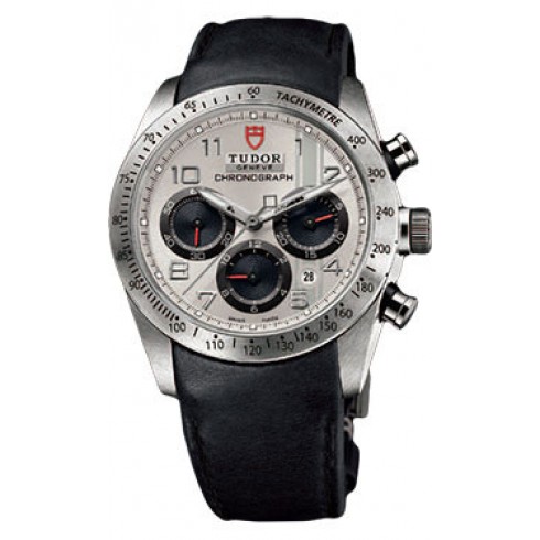 Tudor Fastrider Silver Dial Chronograph Black Leather Men's Watch 42000-SVABKLS watches