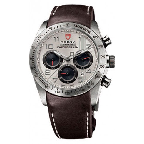 Tudor Fastrider Silver Dial Chronograph Brown Leather Men's Watch 42000-SVABRLS watches