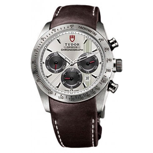 Tudor Fastrider Silver Dial Chronograph Brown Leather Men's Watch 42000-SVSBRLS watches