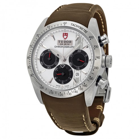 Tudor Fastrider White Dial Chronograph Brown Leather Men's Watch 42000-WSBRLS watches