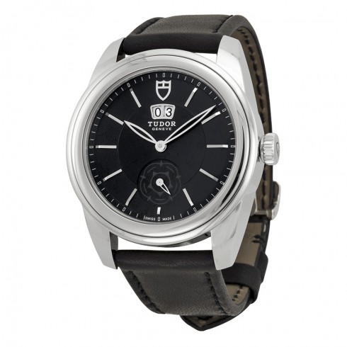 Tudor Glamour Mechanical Black Dial Black Leather Watch 57000-BKBKL watches