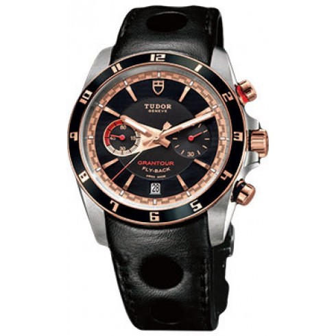 Tudor Grantour Black Dial Black Leather Men's Watch 20551N-BKLS watches