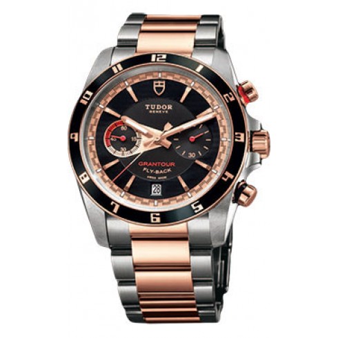 Tudor Grantour Black Dial Stainless Steel and Pink Gold Men's Watch 20551N-95731 watches
