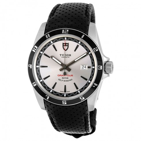 Tudor Grantour Silver Dial Black Microperforated Leather Men's Watch 20500N-SVSBKMCPL watches