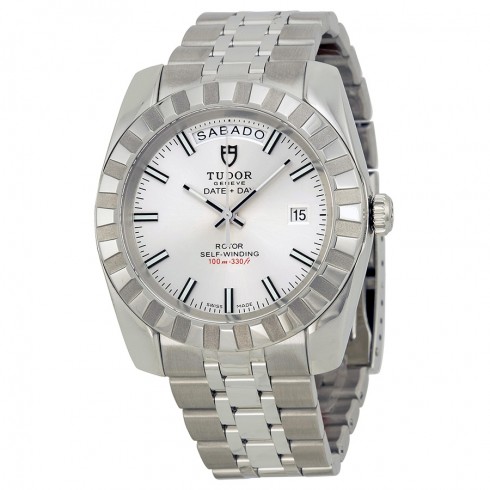 Tudor Date and Day Classic Silver Dial Stainless Steel Men's Watch 23010-SVSSS watches
