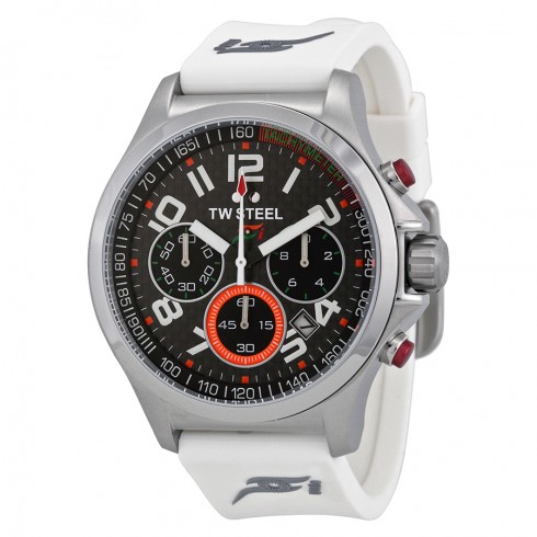 TW Steel Chronograph Black Dial White Rubber Men's Watch TW428 watches