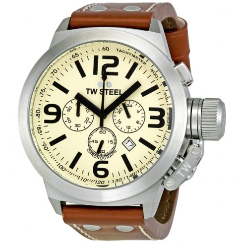 Replica TW Steel Canteen 45mm Ivory Dial Chronograph Men's Watch TW5 Watch