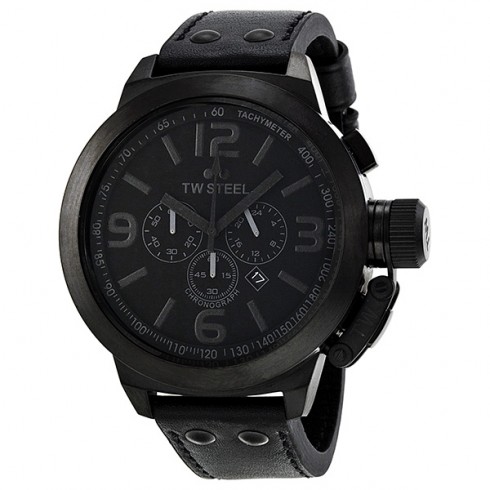 TW Steel Canteen 50 MM Cool Black Black Dial Chronograph Men's Watch TW821 watches