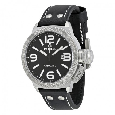 TW Steel Canteen Automatic Black Dial 45 MM Black Leather Men's Watch TWA950 watches