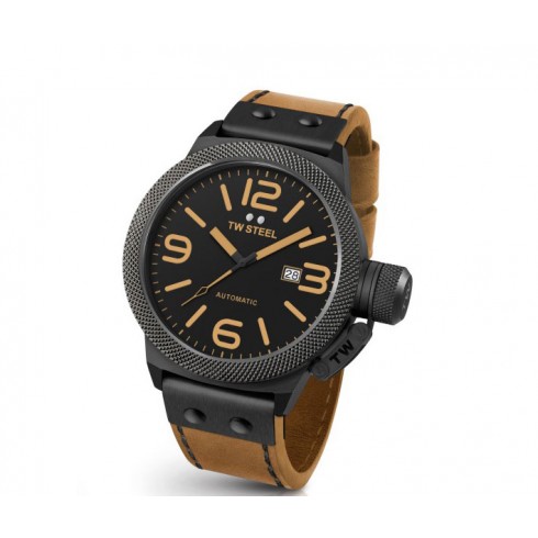 TW Steel Canteen Automatic Black Dial 45 MM Brown Leather Men's Watch CS45 watches