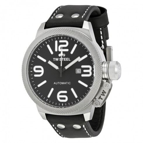 TW Steel Canteen Automatic Black Dial 50 MM Black Leather Men's Watch TWA951 watches