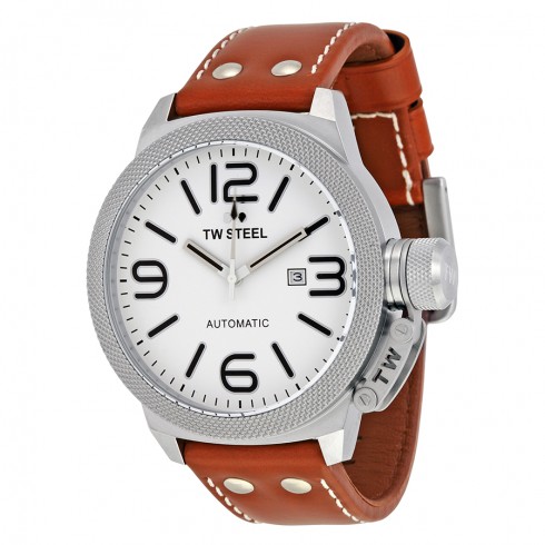 TW Steel Canteen White Dial Brown Leather Automatic Men's Watch TWA957 watches