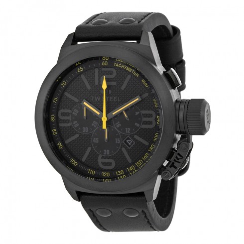 TW Steel Canteen Black Dial Black Leather Men's Watch TW900R watches