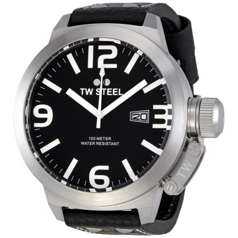 TW Steel Canteen Black Leather Black Dial Men's Watch TW22N watches