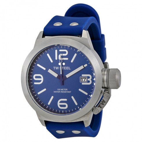 TW Steel Canteen Blue Dial Blue Silicone Men's Watch TW500 watches