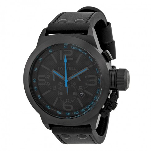 TW Steel Canteen Chronograph Black Dial Leather Men's Watch TW904R watches