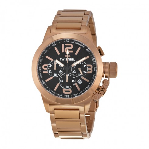 TW Steel Canteen Chronograph Black Dial Rose Gold-tone Stainless Steel Men's Watch TW307 watches