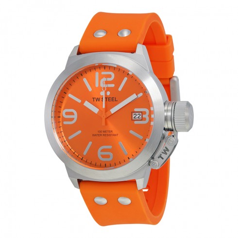 TW Steel Canteen Orange Sunray Dial Orange Silicone Men's Watch TW530 watches