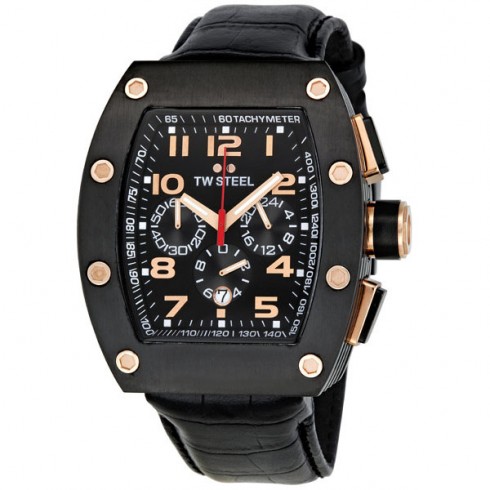 TW Steel CEO 50 MM Black Steel Tonneau Case Chronograph Men's Watch CE2002 watches