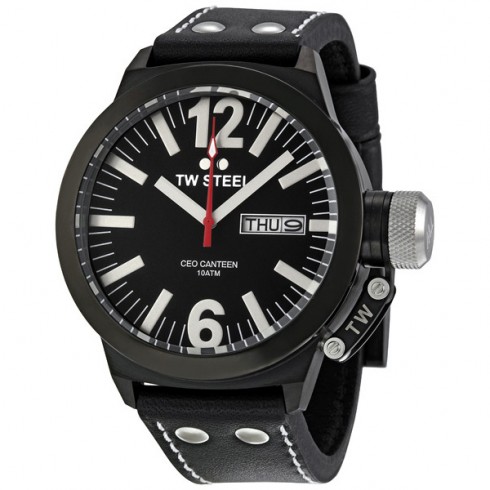 TW Steel CEO Canteen 45 MM Black Leather Strap Men's Watch CE1031 watches