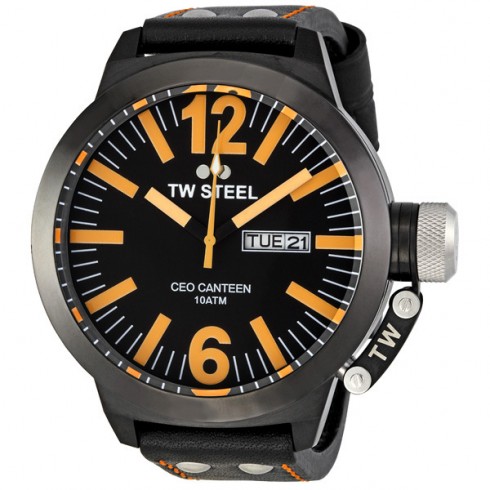 TW Steel CEO Canteen 50 MM Black and Orange Dial Men's Watch CE1028 watches