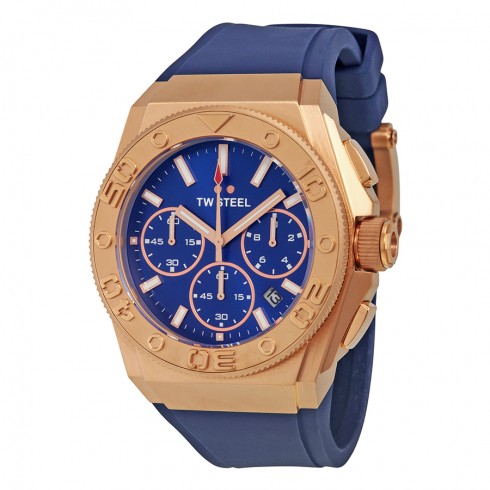 TW Steel CEO Diver Chronograh Blue Dial 44mm Blue Rubber Men's Watch CE5010 watches