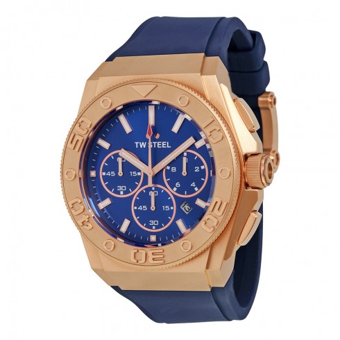 TW Steel CEO Diver Chronograph Blue Dial 48 MM Blue Rubber Men's Watch CE5011 watches