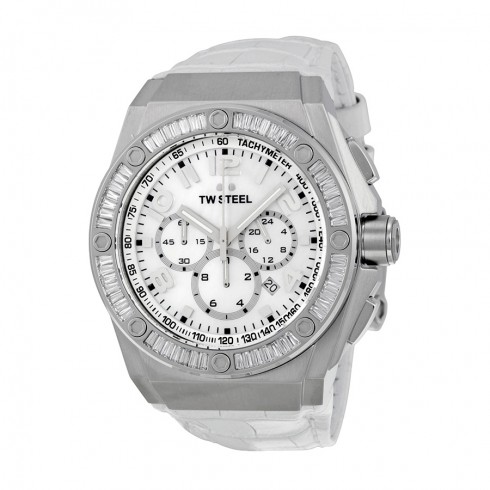 TW Steel CEO Tech 44 MM Mother of Pearl Chronograph Dial White Leather Unisex Watch CE4015 watches