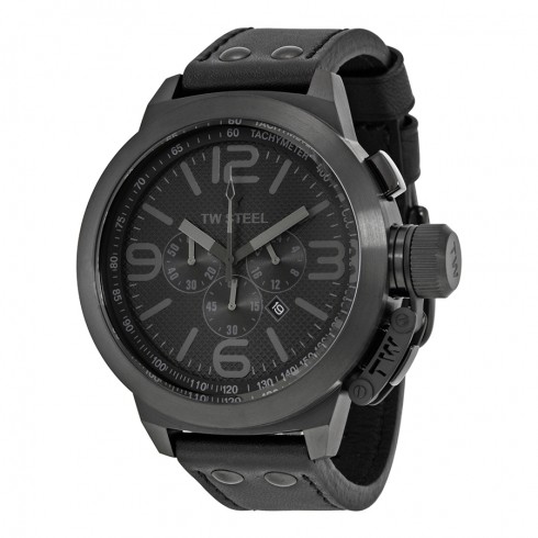 TW Steel Cool Black Chronograph Leather Men's Watch TW821R watches