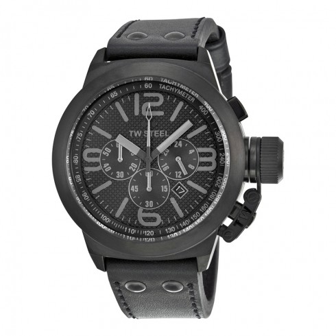 TW Steel Cool Chronograph Black Dial Black Leather Men's Watch TW843R watches