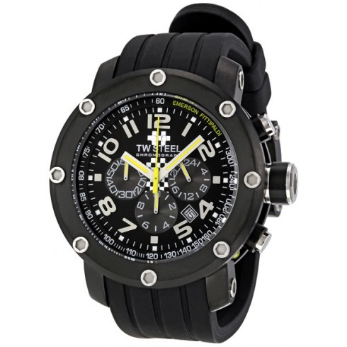 TW Steel Emerson Fittipaldi Black Rubber Chronograph Men's Watch TW609 watches