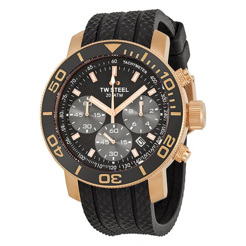 TW Steel Grandeur Black Dial 45mm Rose Gold-tone Men's Watch TW702 watches