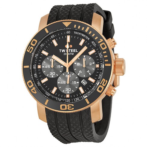 TW Steel Grandeur Black Dial 48 mm Rose Gold-tone Men's Watch TW703 watches