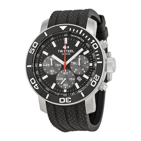 TW Steel Grandeur Black Dial 48mm Black Silicone Rubber Men's Watch TW701 watches
