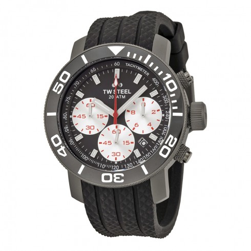 TW Steel Grandeur Chronograph Titanium Grey Dial 45mm Black Rubber TW704 watches