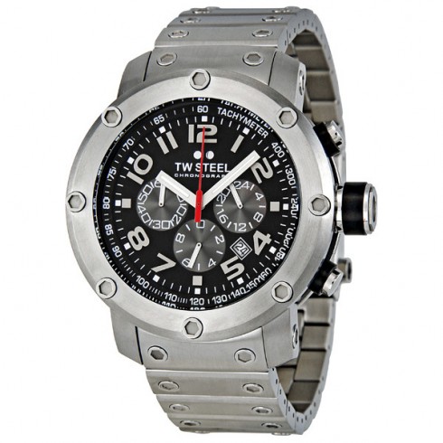 TW Steel Grandeur Tech 45mm Black Dial Stainless Steel Chronograph Men's Watch TW126 watches