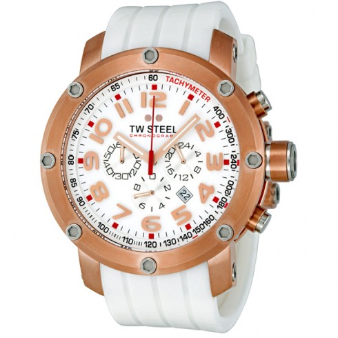 TW Steel Grandeur Tech 48mm White Dial Chronograph Men's Watch TW133 watches