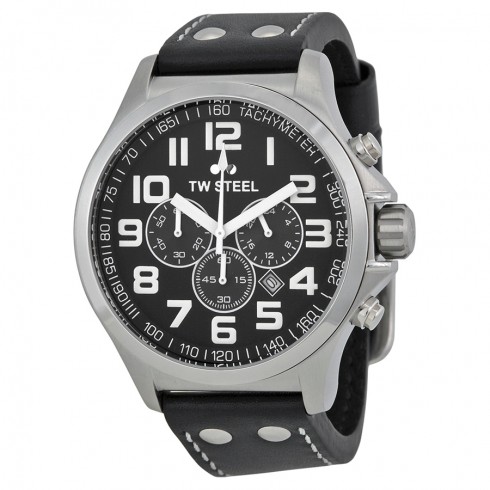TW Steel Pilot Chronograph Black Leather Men's Watch TW412 watches