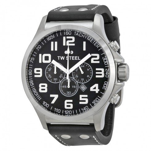 TW Steel Pilot Chronograph Black Leather Men's Watch TW413 watches