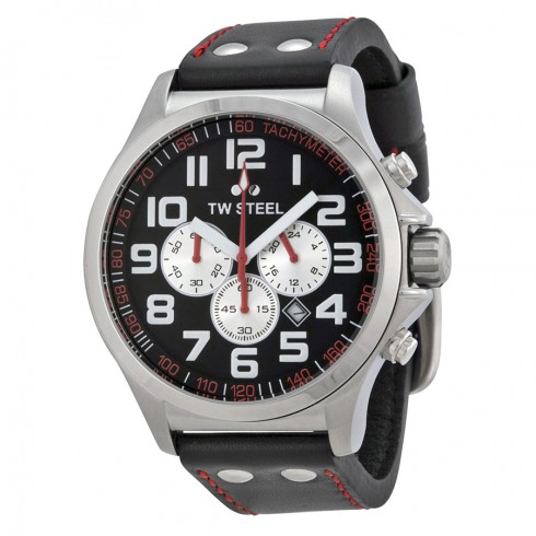 TW Steel Pilot Chronograph Black Leather Men's Watch TW414 watches